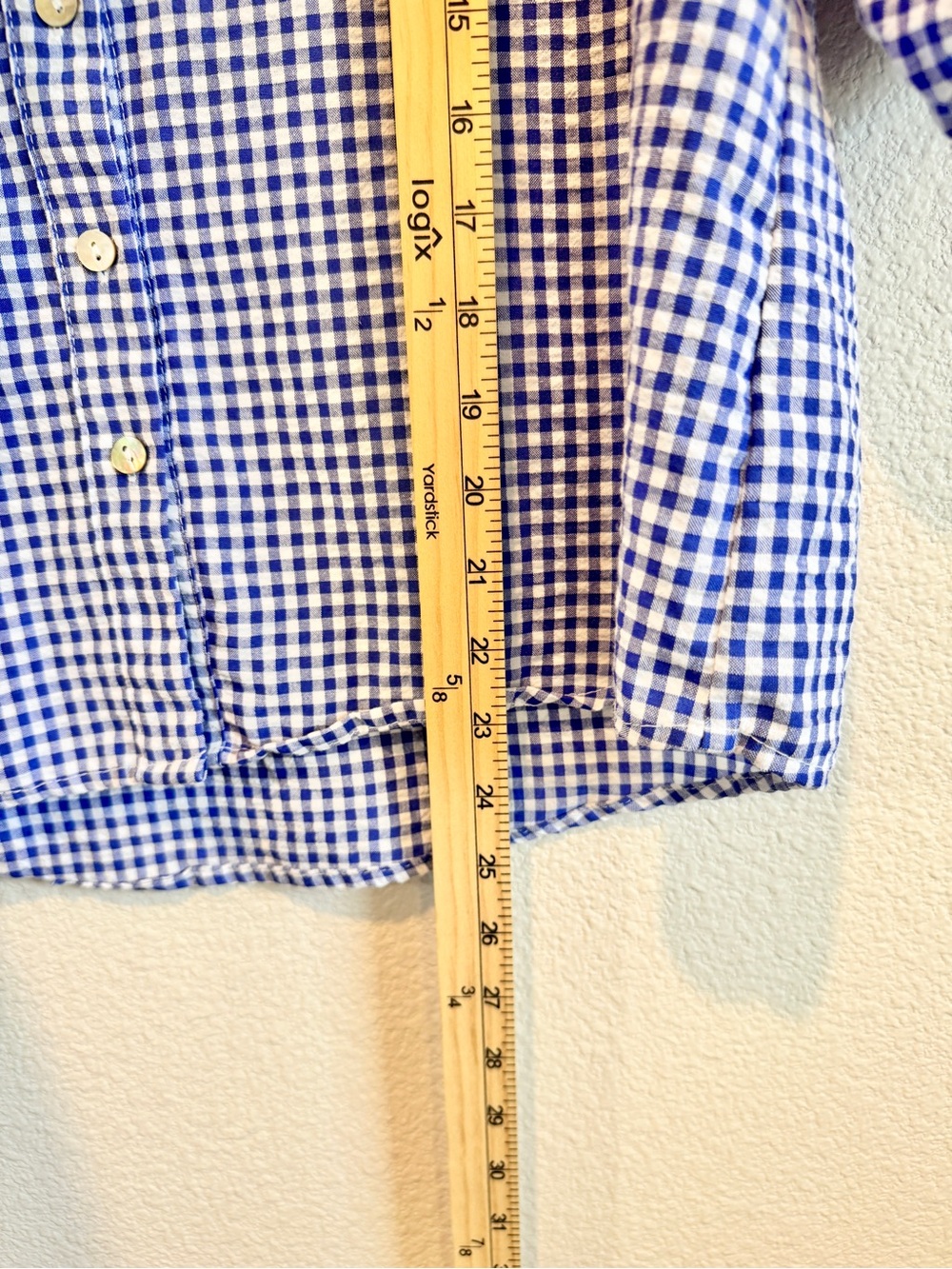 Joie Gingham Puff Sleeve Blouse M Blue White Preppy Coastal Grandmillennial K08 - Picture 6 of 8
